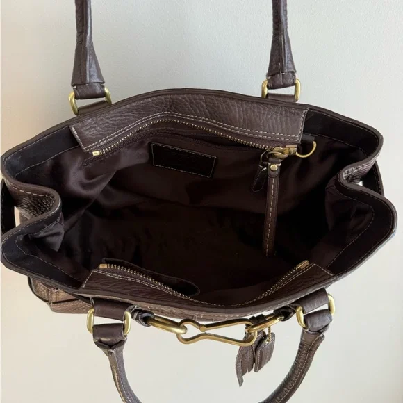 Coach Vintage Y2K Hamptons Carryall - Chocolate Brown Pebbled Leather Satchel - Picture 9 of 10